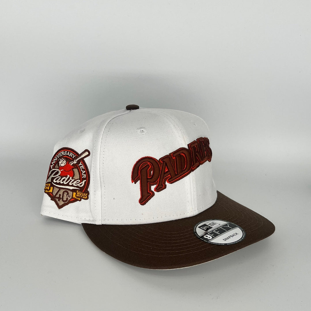 White/Brown San Diego Padres Padres 40TH Anniversary Side Patch New Era MLB 9Fifty Snapback Hat