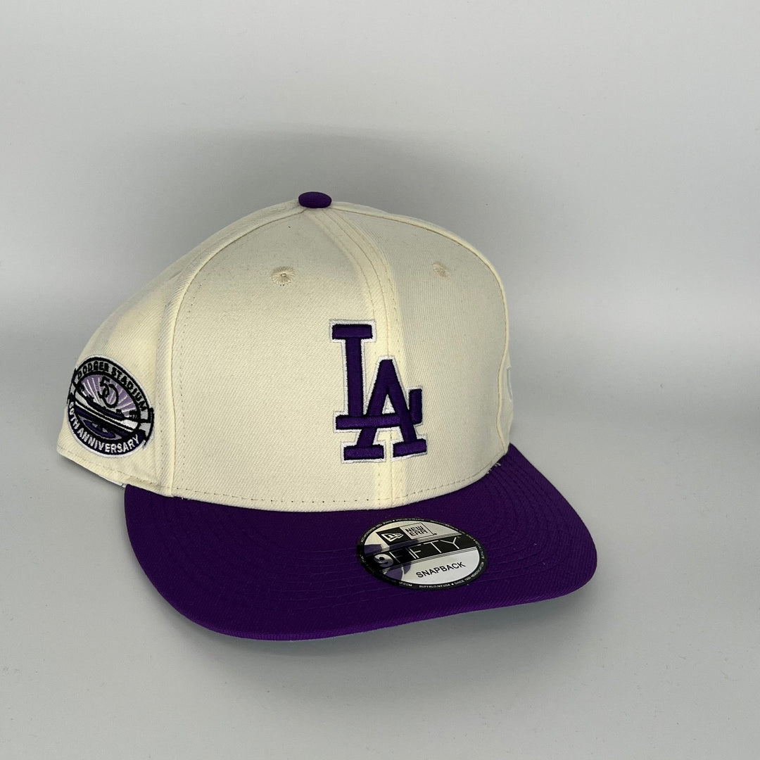 White Purple Los Angeles Dodgers 50th Anniversary Side Patch New Era MLB 9Fifty Snapback Hat