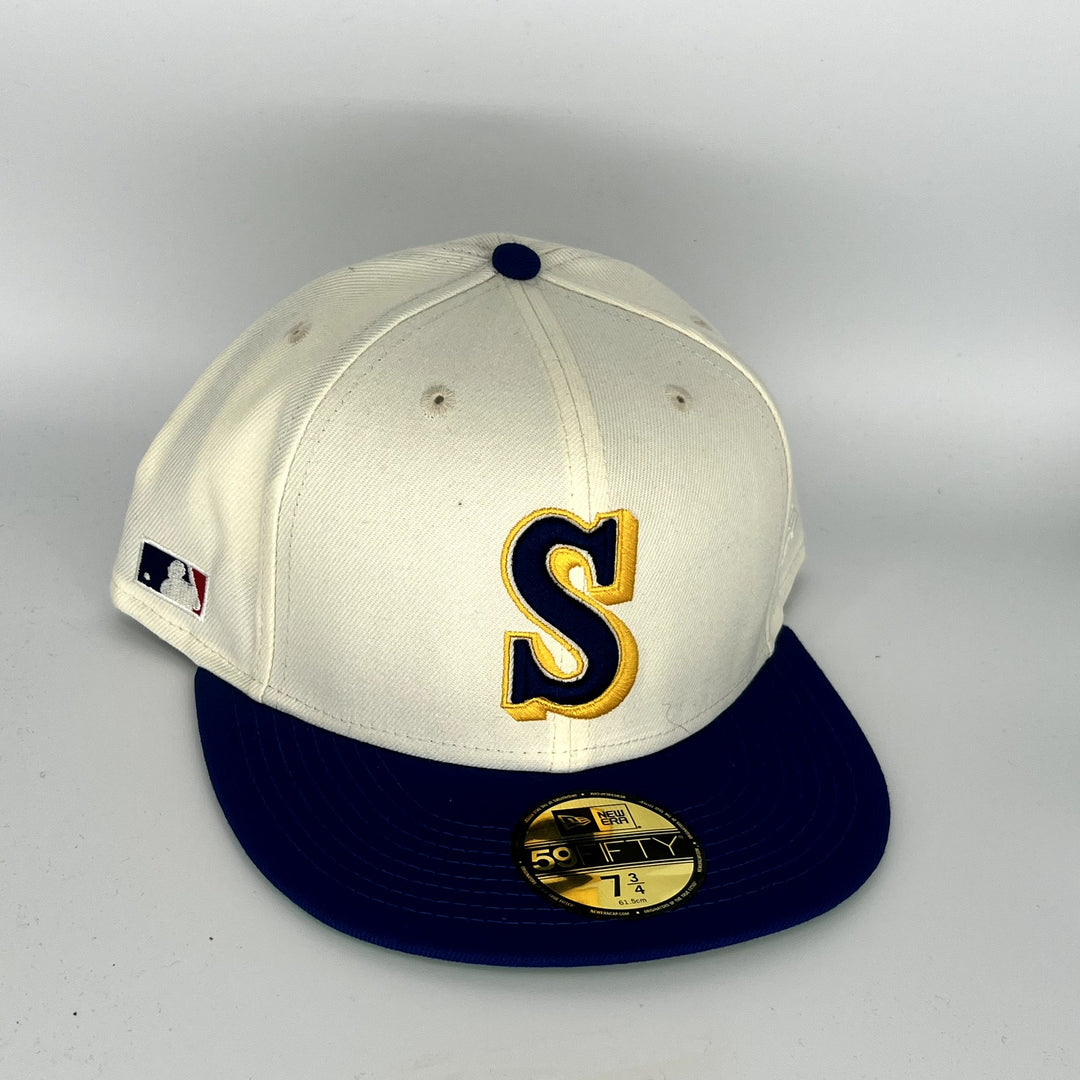 White Blue Seattle Mariners New Era MLB 59Fifty Fitted Hat