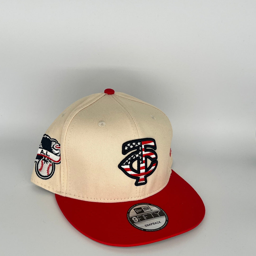 Khaki Red Minnesota Twins A.L. Side Patch New Era MLB 9Fifty Snapback Hat