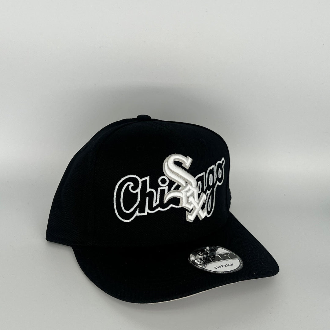 Black Chicago White Sox Sox Overlap New Era MLB 9Fifty Snapback Hat
