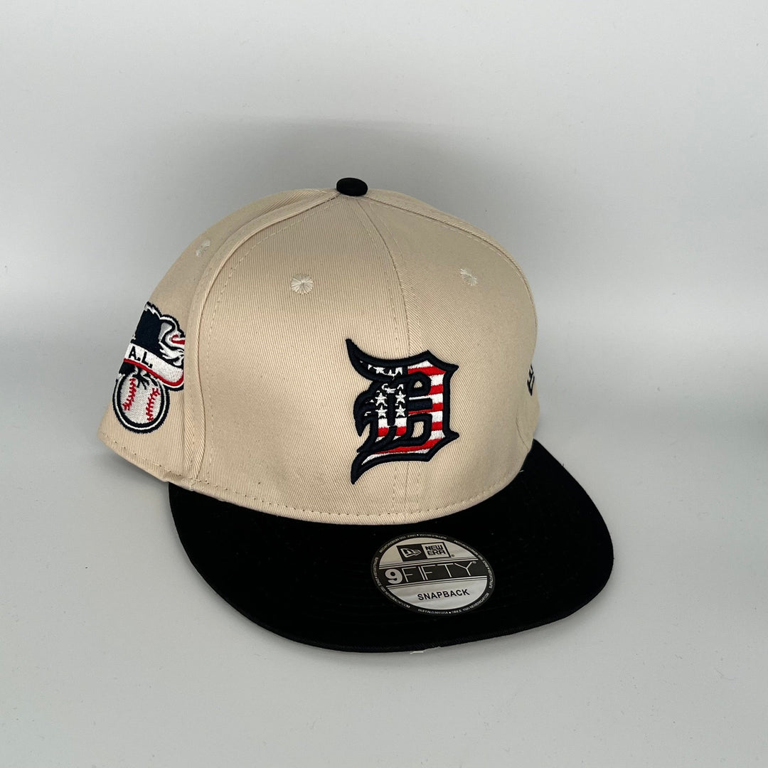 Khaki Black Detroit Tigers A.L. Side Patch New Era MLB 9Fifty Snapback Hat
