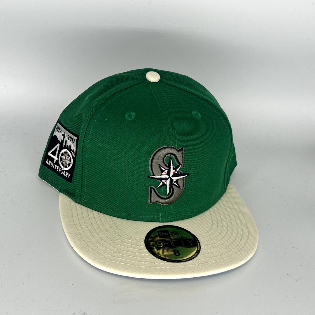 Green White Seattle Mariners 40TH Anniversary New Era MLB 59Fifty Fitted Hat