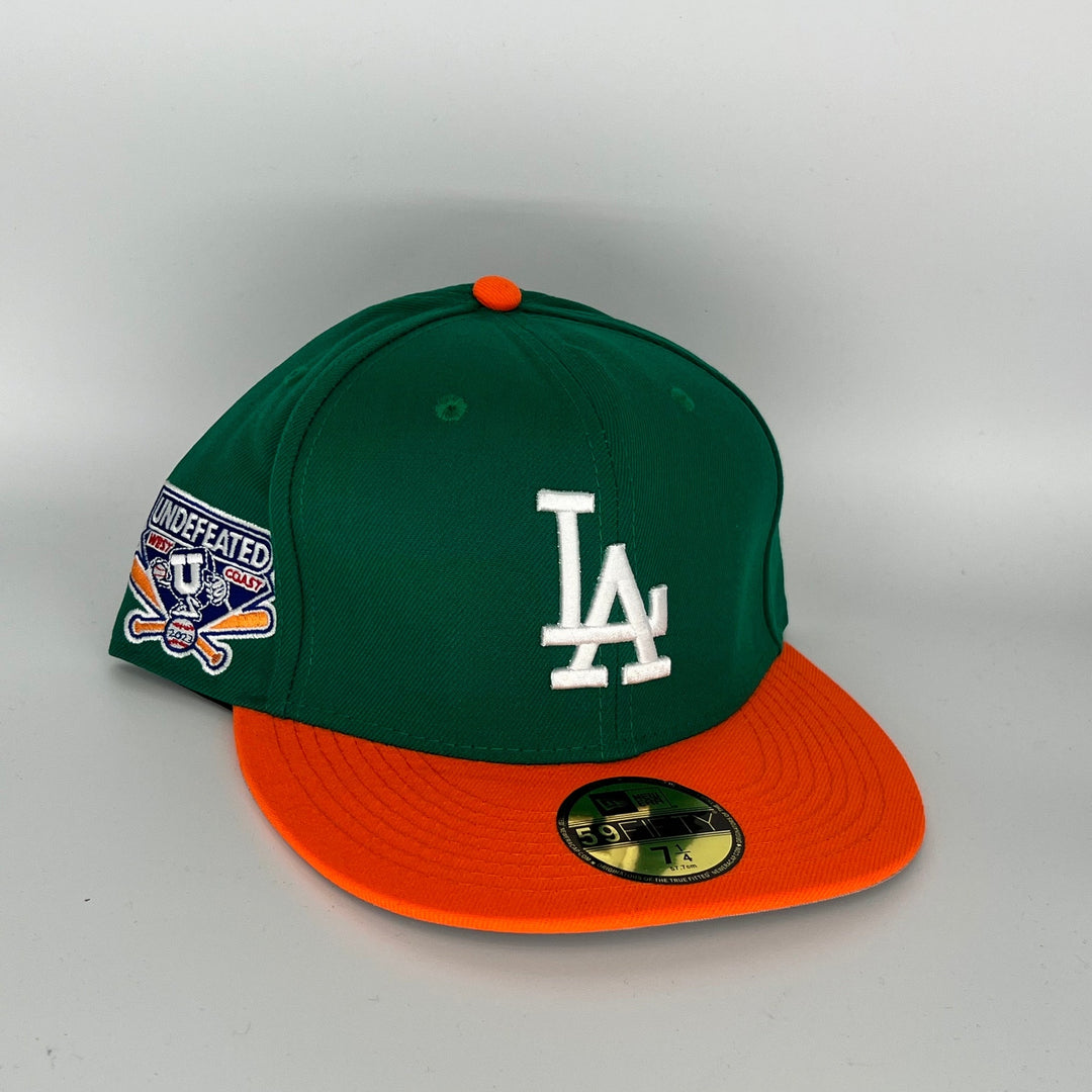 Green Orange Los Angeles Dodgers  2023 Undefeated West Coast Side Patch New Era MLB 59Fifty Fitted Hat
