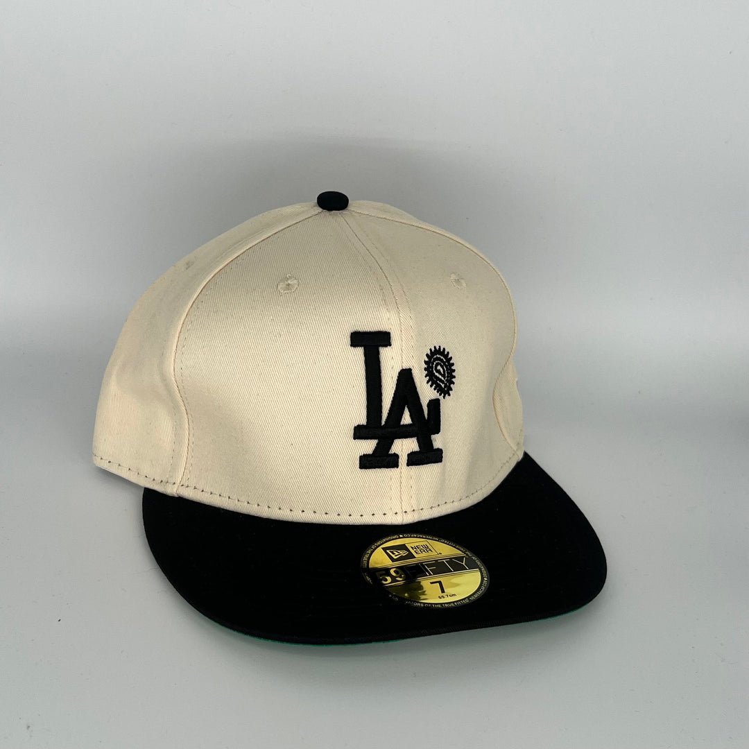 Khaki Black  Los Angeles Dodgers Side Patch New Era MLB 59Fifty Fitted Hat