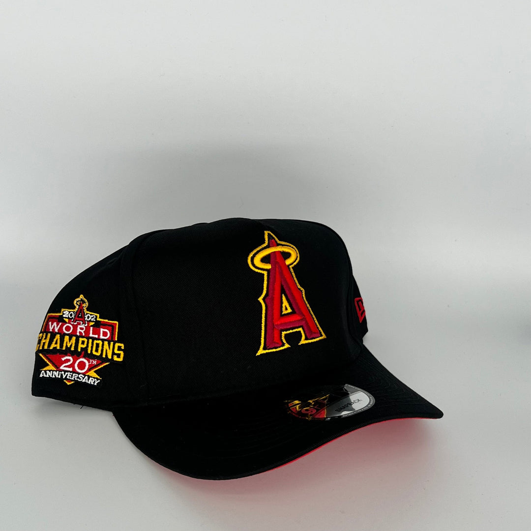 Black Los Angeles Angels 2002 World Champions 20TH Anniversary Side Patch New Era MLB 9Fifty Snapback Hat