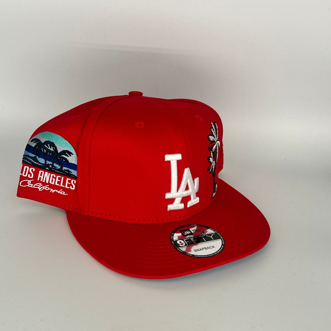 Red Los Angeles Dodgers Los Angeles California Side Patch New Era MLB 9Fifty Snapback Hat