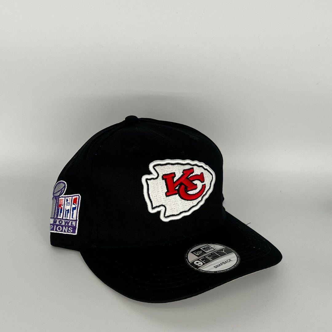Black Kansas City Chiefs Super Bowl Champions Side Patch New Era NFL 9Fifty Snapback Hat