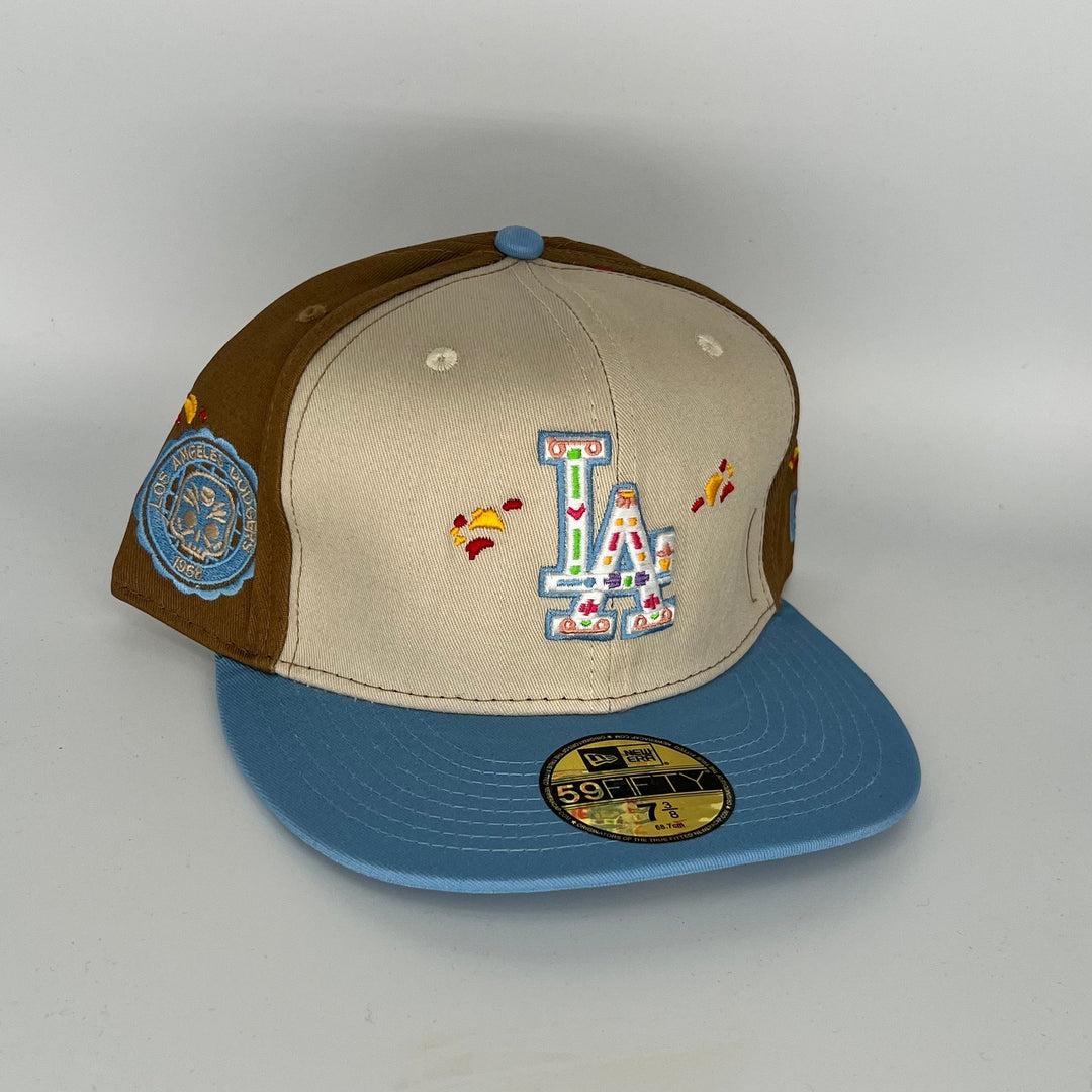 Khaki\Brown Blue Los Angeles Dodgers 1958 LA Dodgers Side Patch New Era MLB 59Fifty Fitted Hat