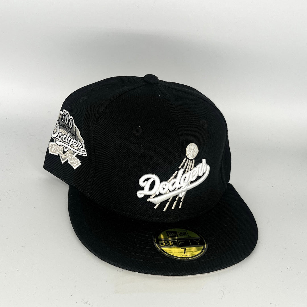Black Los Angeles Dodgers 100TH Anniversary New Era MLB 59Fifty Fitted Hat