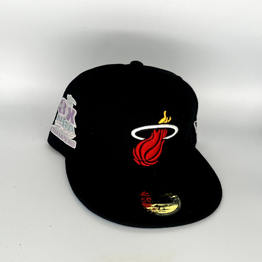 Black Miami Heat 3X Champions SP New Era NBA 59Fifty Fitted Hat