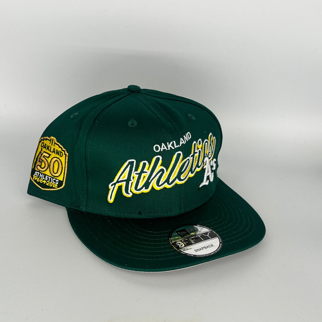 Green Athletics 50 Year Oakland Athletics Side Patch New Era MLB 9Fifty Snapback Hat