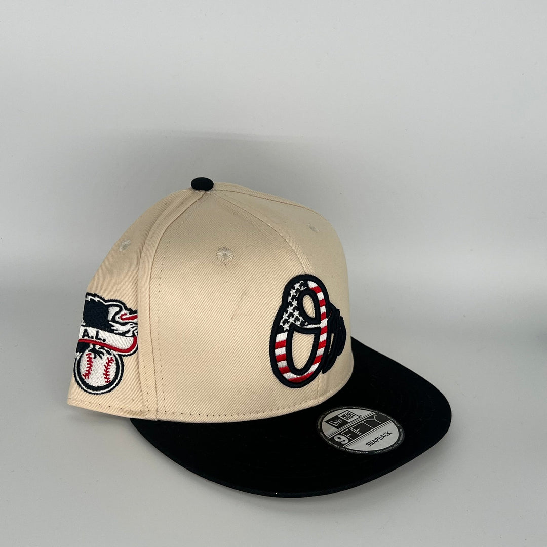 Khaki Black Baltimore Orioles  A.L. Side Patch New Era MLB 9Fifty Snapback Hat