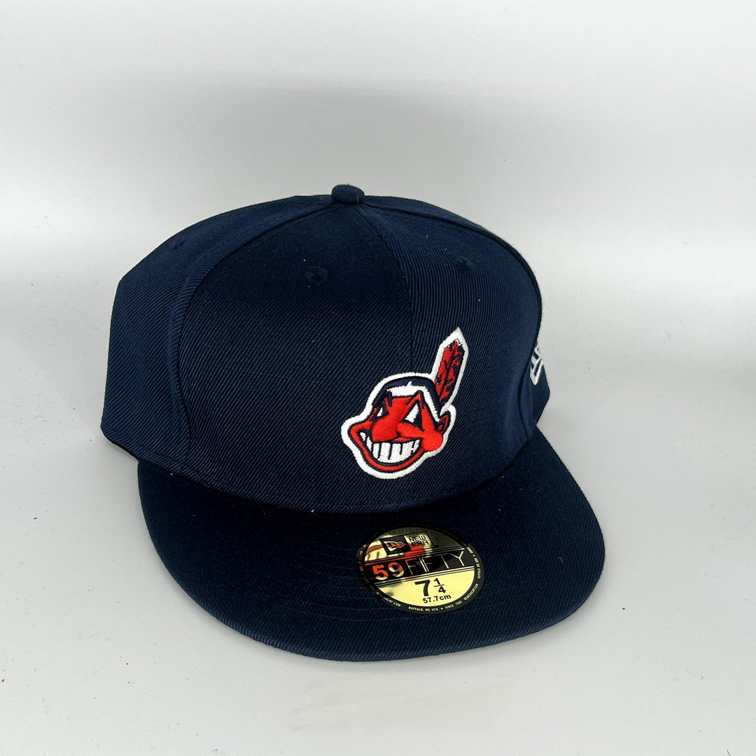 Navy Blue Cleveland Indians Wahoo New Era MLB 59Fifty Fitted Hat
