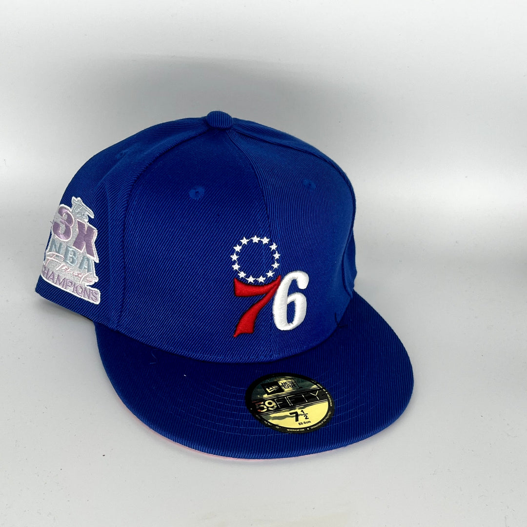 Blue Philadelphia 76ers 3X Champions SP New Era NBA 59Fifty Fitted Hat
