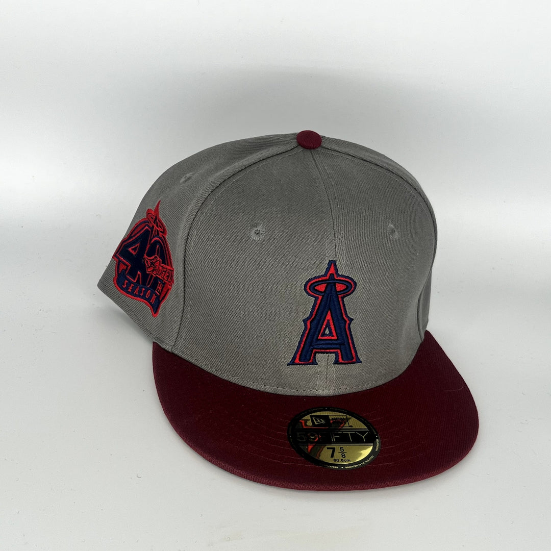 Gray Maroon Los Angeles Angels 40TH Season SP New Era MLB 59Fifty Fitted Hat