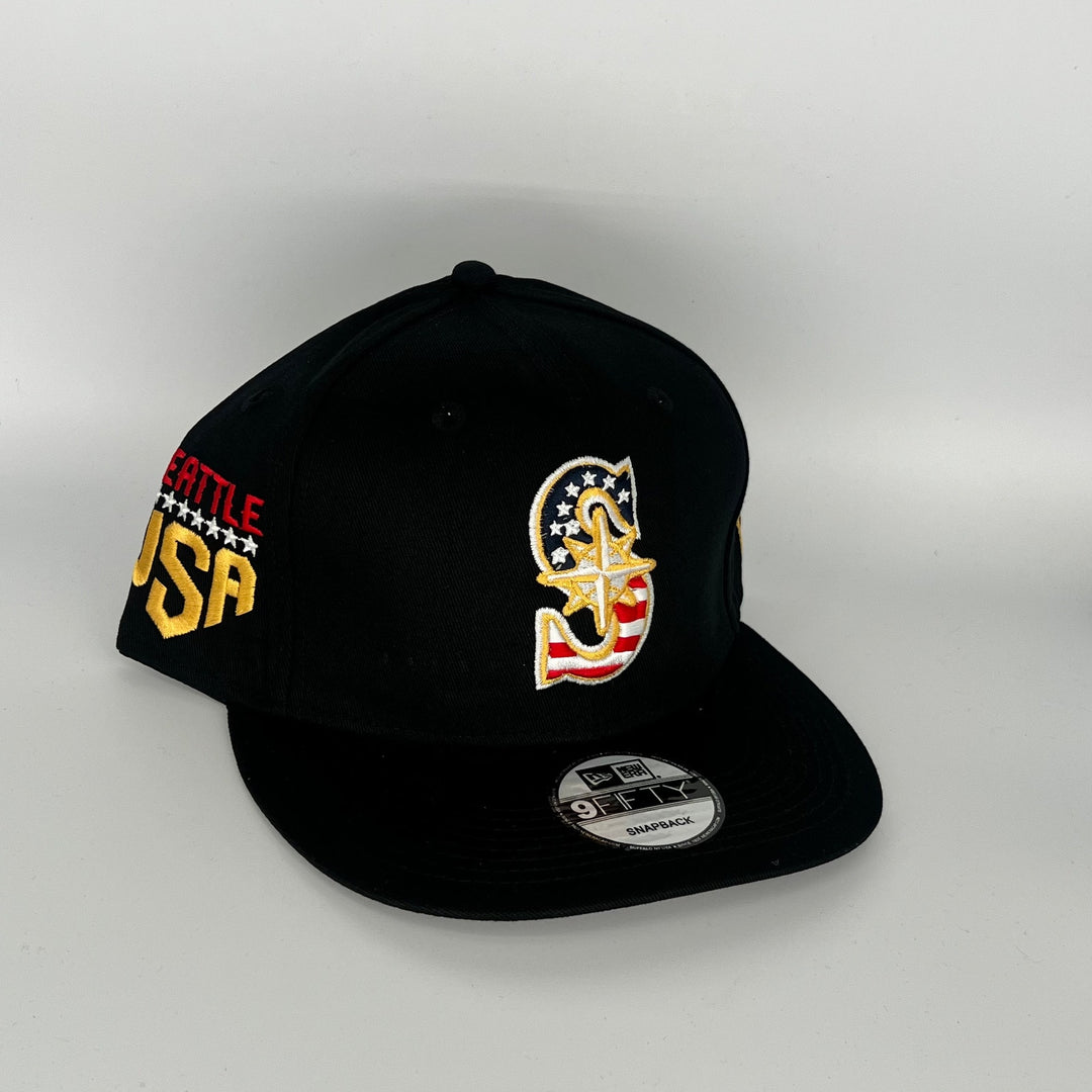 Black Seattle Mariners Seattle USA Side Patch New Era MLB 9Fifty Snapback Hat