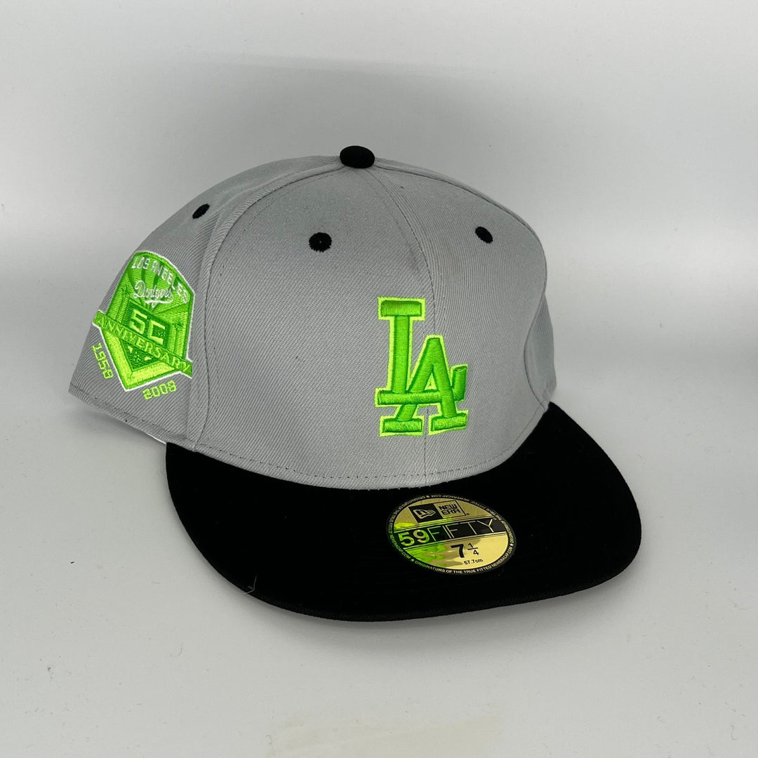 Gray Black Los Angeles Dodgers 50th Anniversary Side Patch New Era MLB 59Fifty Fitted Hat