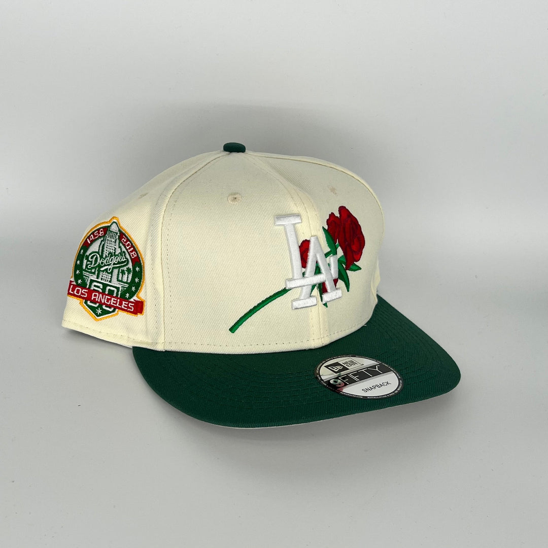 White Green Los Angeles Dodgers 60TH Anniversary Side Patch New Era MLB 9Fifty Snapback Hat