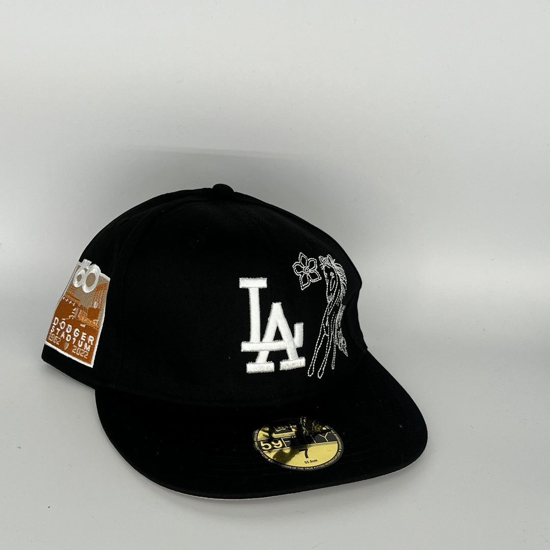 Black Los Angeles Dodgers 60th Anniversary Dodger Stadium Side Patch New Era MLB 59Fifty Fitted Hat