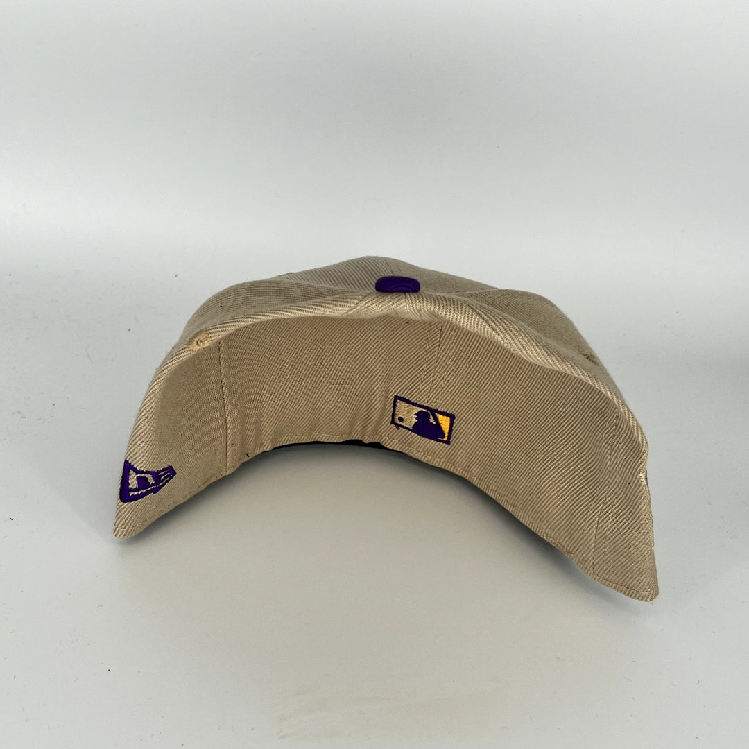 Tan Navy Blue Atlanta Braves New Era MLB 59Fifty Fitted Hat