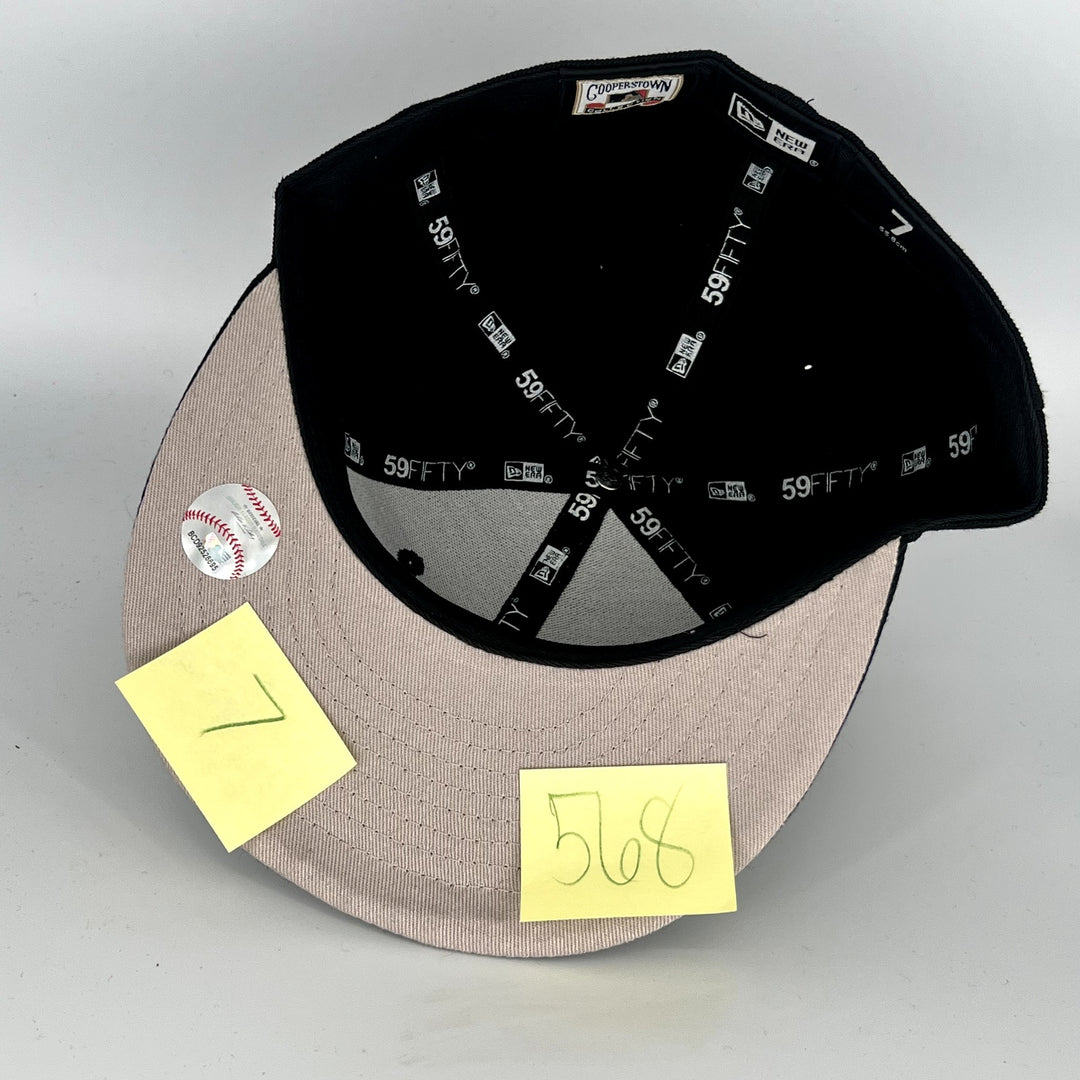 Tan Navy Blue Atlanta Braves New Era MLB 59Fifty Fitted Hat