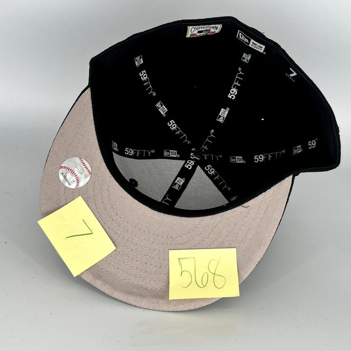 Tan Navy Blue Atlanta Braves New Era MLB 59Fifty Fitted Hat