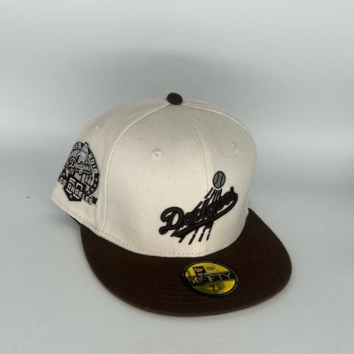 White Brown Los Angeles Dodgers New Era MLB 59Fifty Fitted Hat