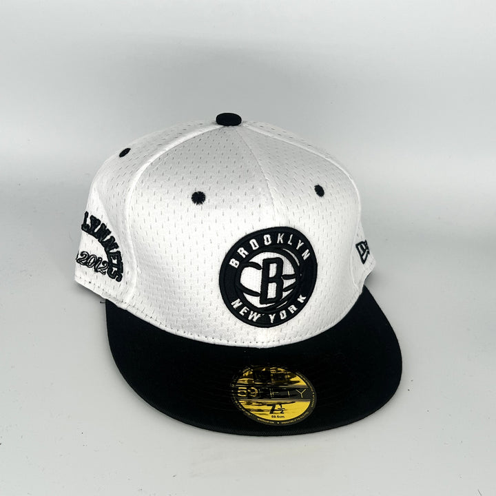 White Black Brooklyn Nets New Era NBA 59Fifty Fitted Hat