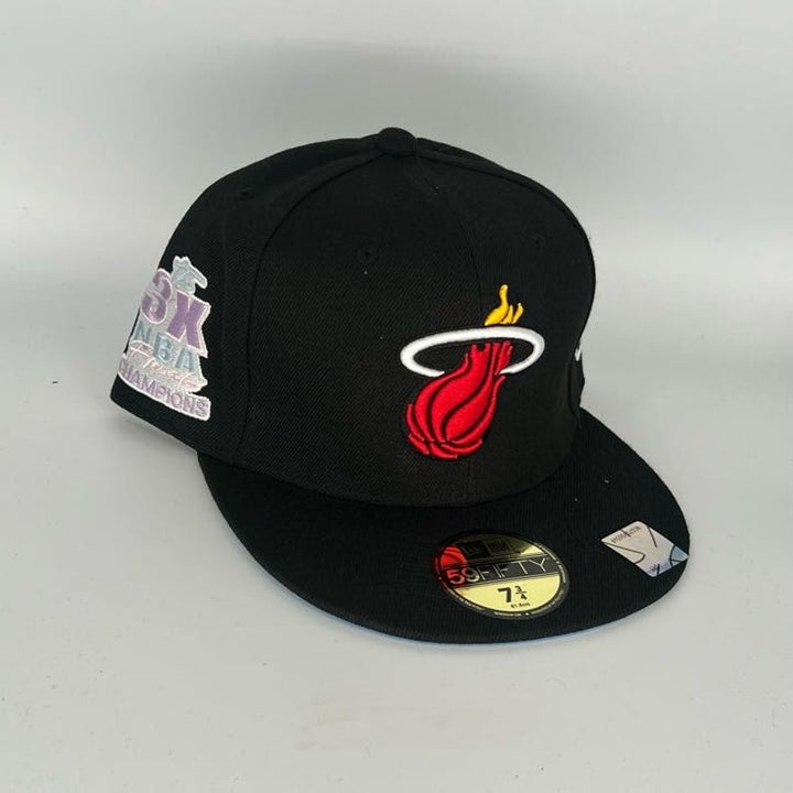 Black Miami Heat New Era NBA 59Fifty Fitted Hat