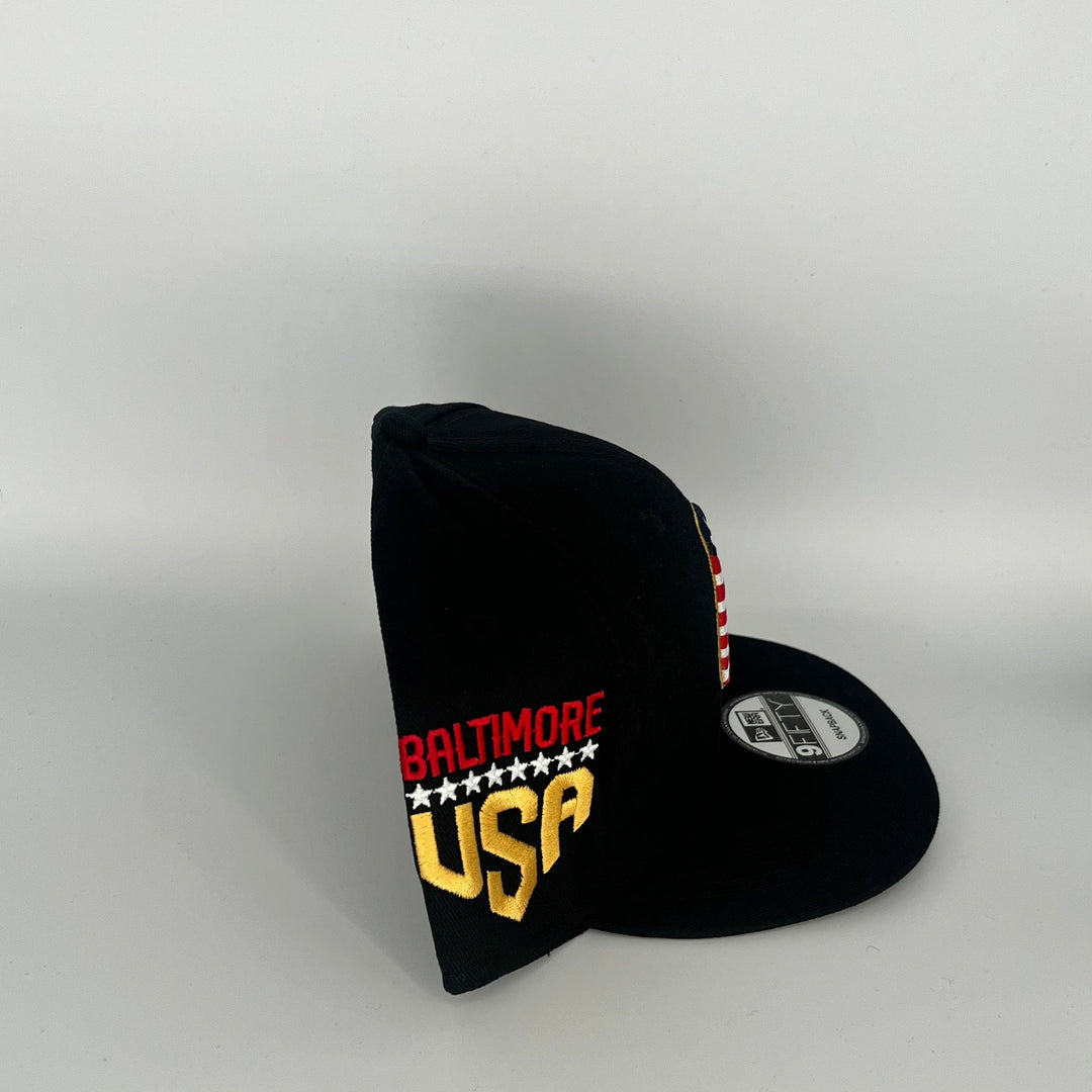 Black Baltimore Orioles Baltimore USA Side Patch New Era MLB 9Fifty Snapback Hat