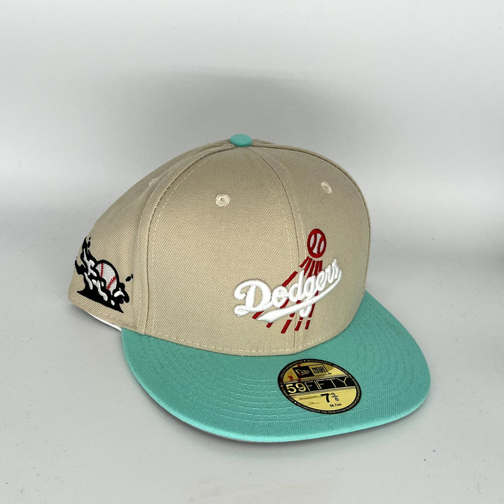 Cream Green  Los Angeles Dodgers New Era MLB 59Fifty Fitted Hat