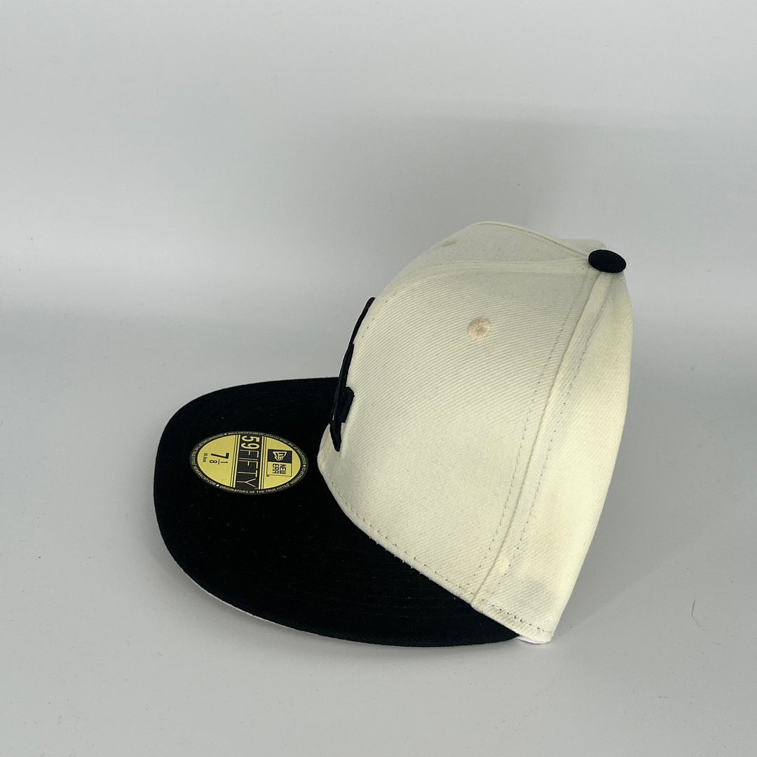 White Black Los Angeles Dodgers 100th Anniversary Side Patch New Era MLB 59Fifty Fitted Hat