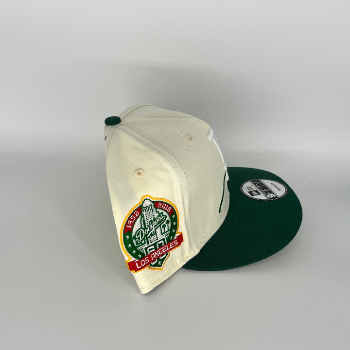 White Green Los Angeles Dodgers 60TH Anniversary Side Patch New Era MLB 9Fifty Snapback Hat