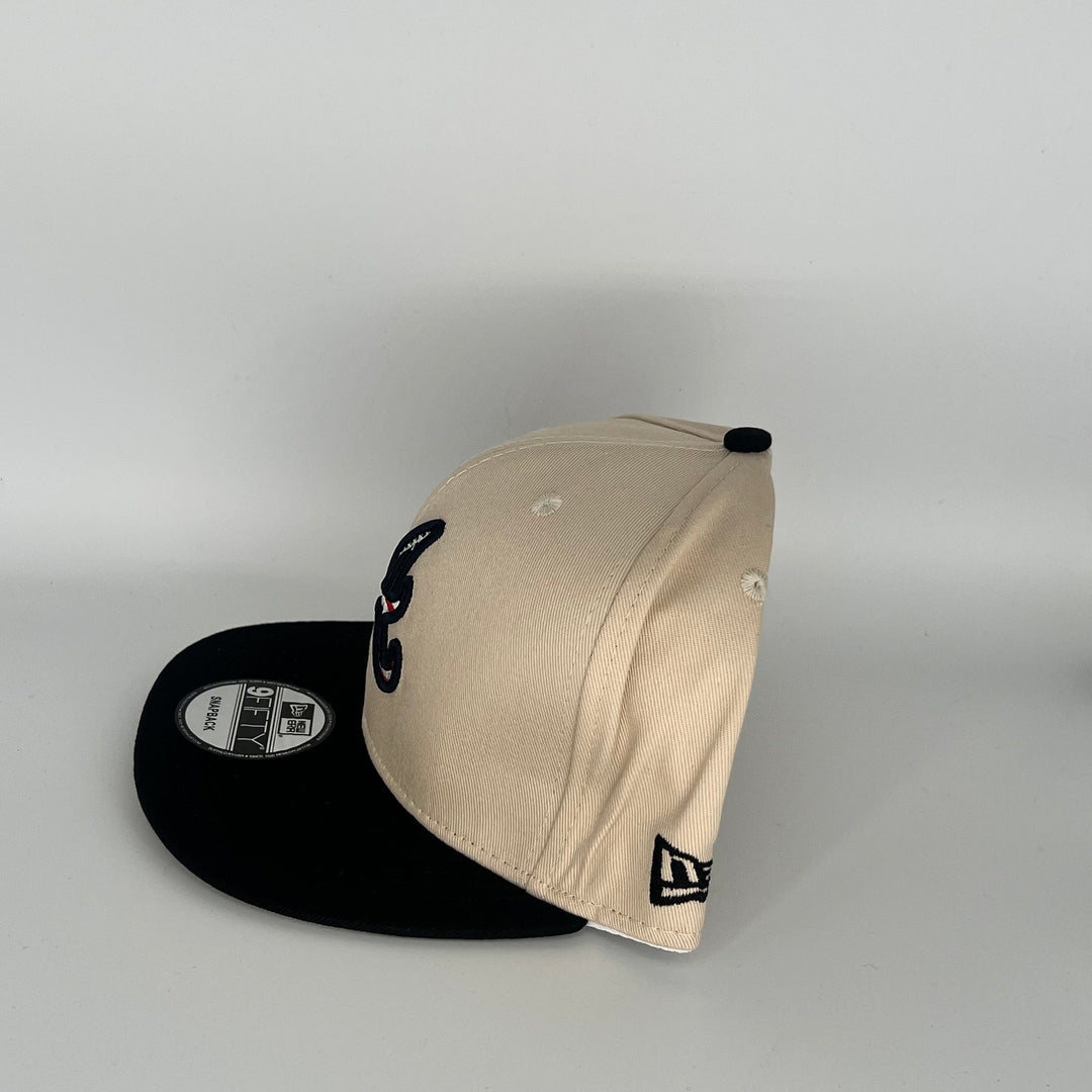 Khaki Black Atlanta Braves N.L Side Patch New Era MLB 9Fifty Snapback Hat