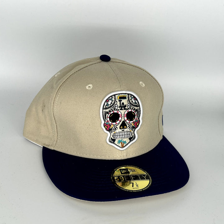 Brown Navy Blue  Sugar Skull Los Angeles Dodgers New Era MLB 59Fifty Fitted Hat