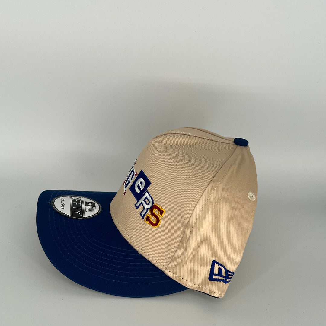 Camel (Tan) Navy Blue Los Angeles Dodgers 40TH Anniversary Side Patch New Era MLB 9Fifty Snapback Hat