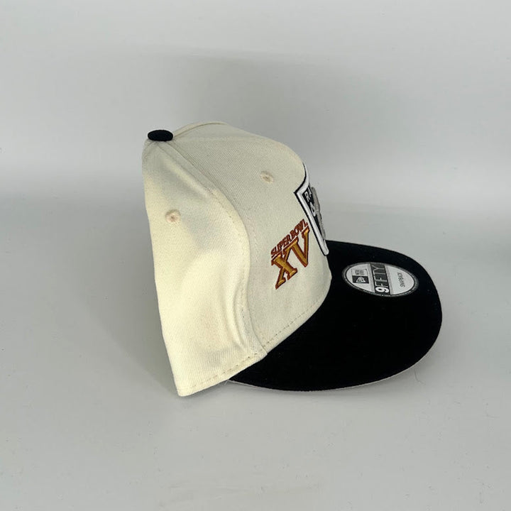 White Black Oakland Raiders Super Bowl XV New Era NFL 9Fifty Snapback Hat