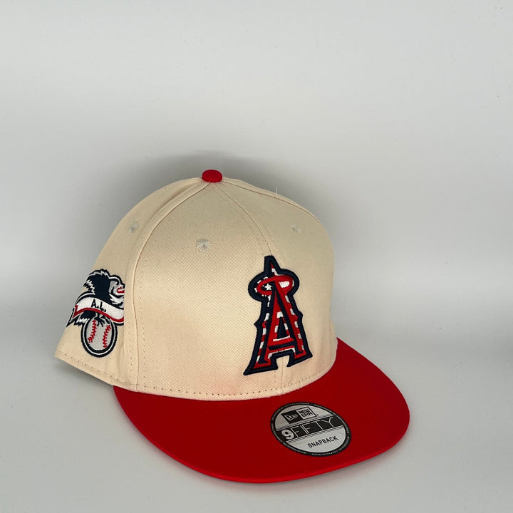 Khaki Red Los Angeles Angels  A.L. Side Patch New Era MLB 9Fifty Snapback Hat