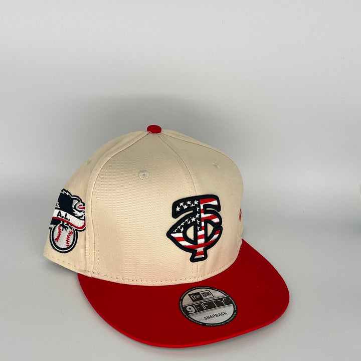 Khaki Red Minnesota Twins A.L. Side Patch New Era MLB 9Fifty Snapback Hat
