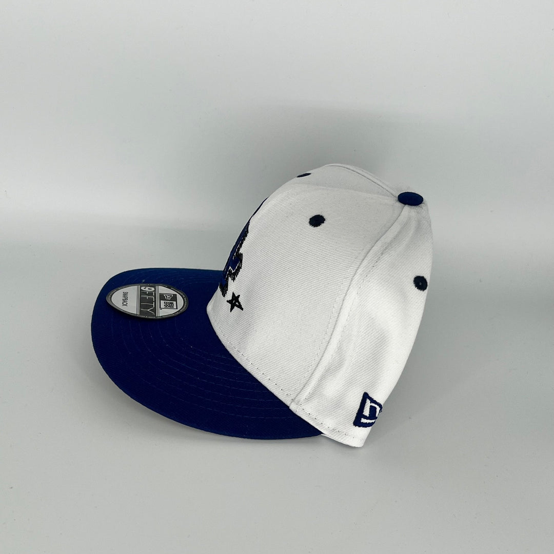 White Blue Los Angeles Dodgers 60th Anniversary Side Patch New Era MLB 9Fifty Snapback Hat