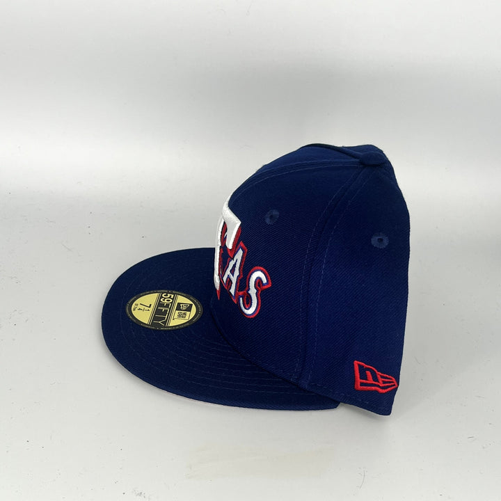 Blue Texas Rangers T Overlap New Era MLB 59Fifty Fitted Hat