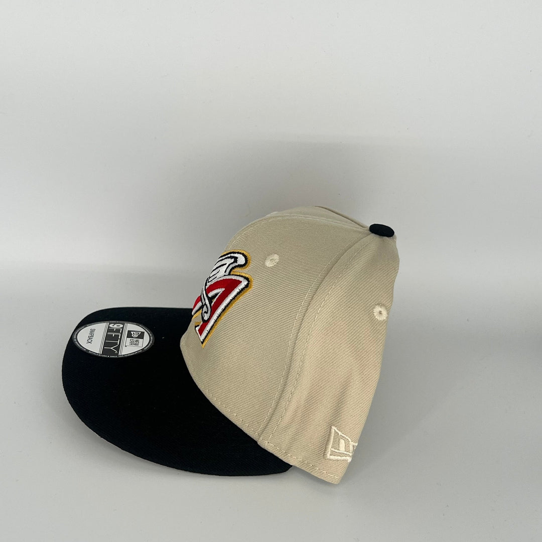 Khaki Black Los Angeles Angels Angels Baseball 50TH Anniversary Side Patch New Era MLB 9Fifty Snapback Hat