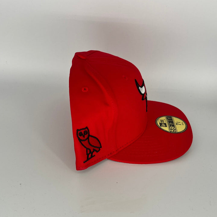 Red Chicago Bulls OVO Side Patch New Era NBA 59Fifty Fitted Hat