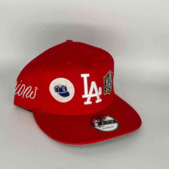 Red Los Angeles Dodgers 2020 World Series Champions Side Patch New Era MLB 9Fifty Snapback Hat