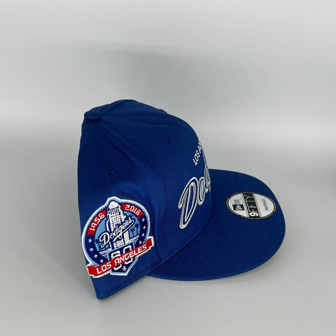 Blue Los Angeles Dodgers 60th Anniversary Side Patch New Era MLB 9Fifty Snapback Hat