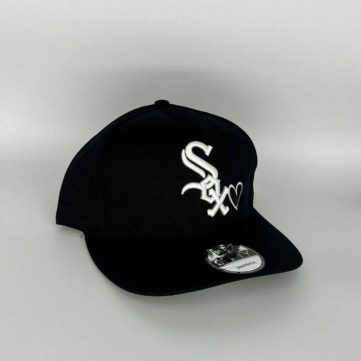 Black Chicago White Sox With Black  Love Symbol New Era MLB 9Fifty Snapback Hat