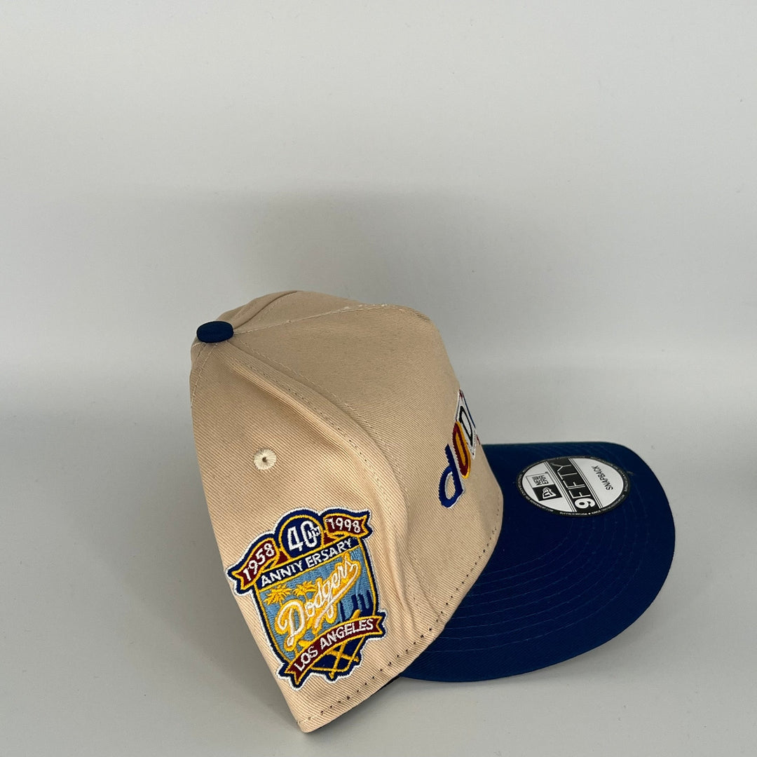 Camel (Tan) Navy Blue Los Angeles Dodgers 40TH Anniversary Side Patch New Era MLB 9Fifty Snapback Hat