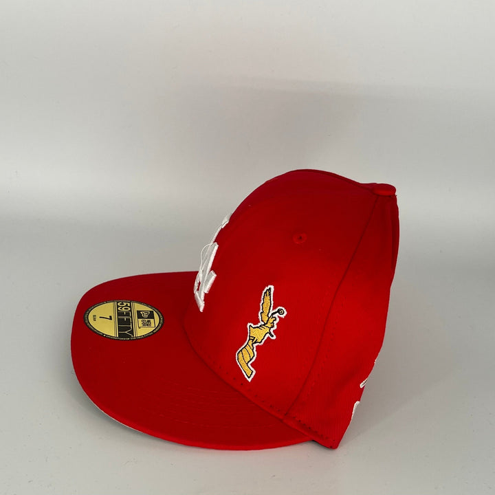 Red Los Angeles Dodgers Logo Side Patch New Era MLB 59Fifty Fitted Hat