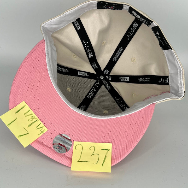 Khaki Pink Los Angeles Dodgers 40th Anniversary Side Patch New Era MLB 59Fifty Fitted Hat